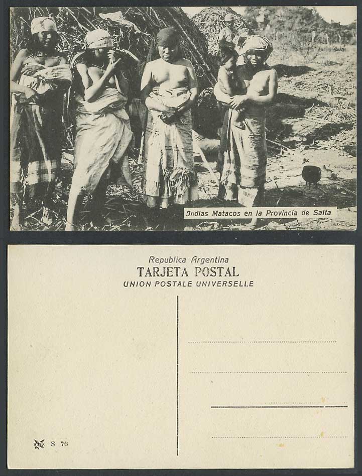 Argentina Old Postcard Indias Matacos en la Provincia de Salta Indian Women Baby