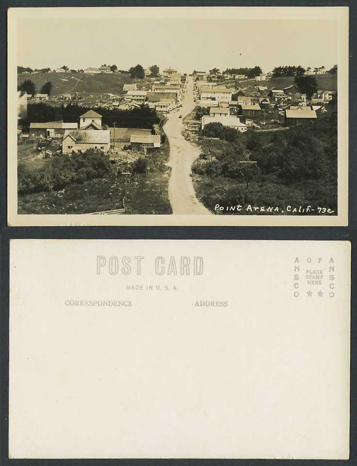USA Old Real Photo Postcard Point Arena California Mendocino, Street Scene Hills