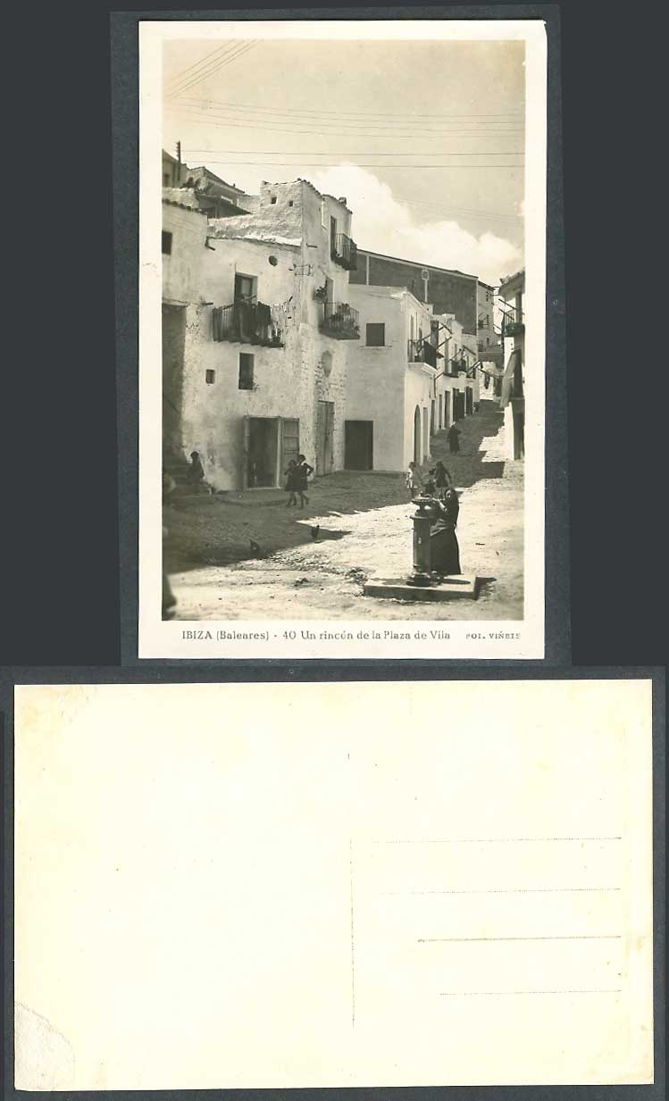Spain IBIZA Baleares Old RP Postcard Un Rincon de la Plaza de Vila, Street Scene