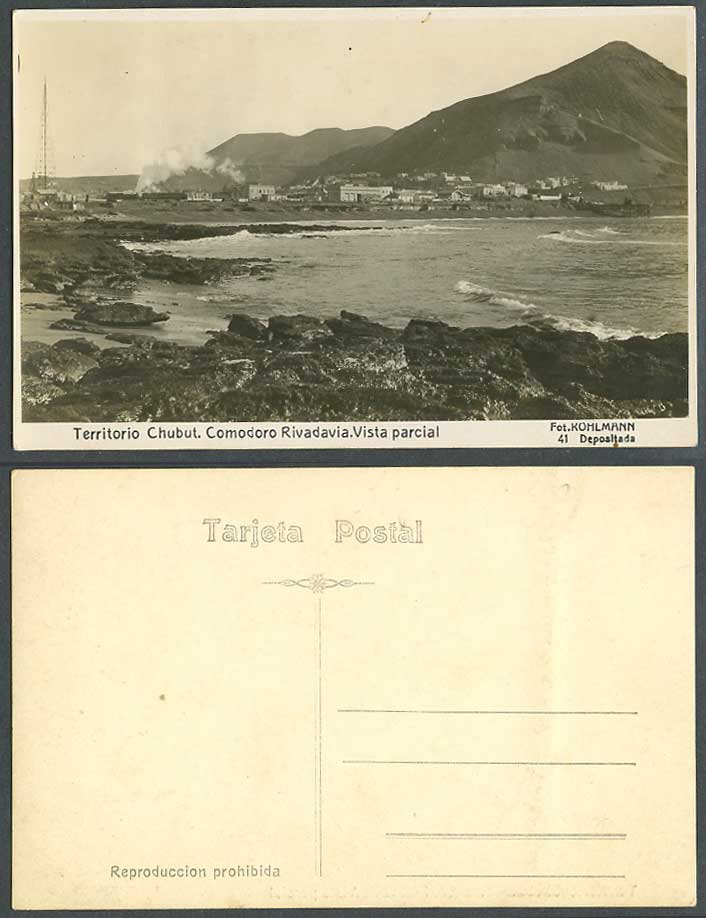 Argentina Old Postcard Territorio Chubut, Comodoro Rivadavia Vista Parcial Train