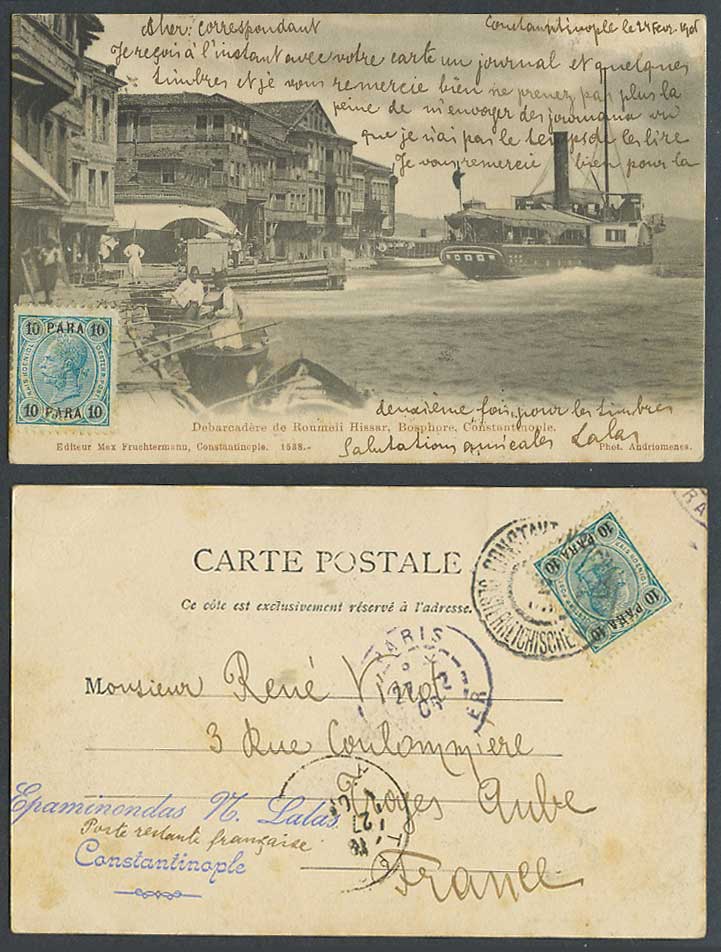 Turkey 1905 Old Postcard Debarcadere de Roumeli Hissar, Bosphore, Constantinople