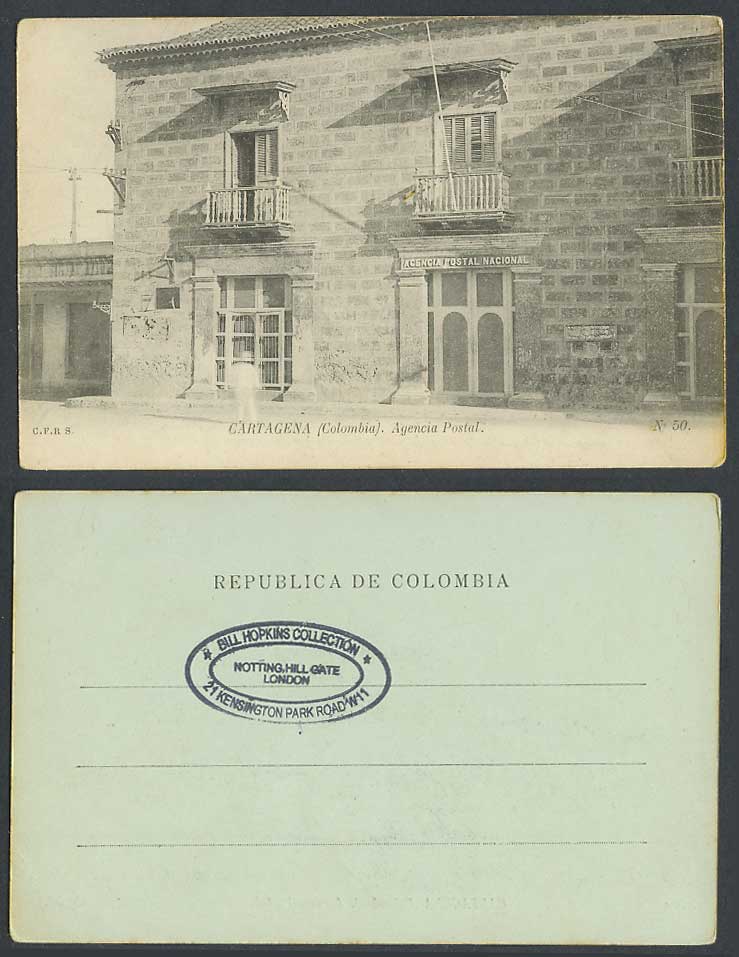 Colombia Old Postcard Cartagena Agencia Postal Nacional - National Postal Agency