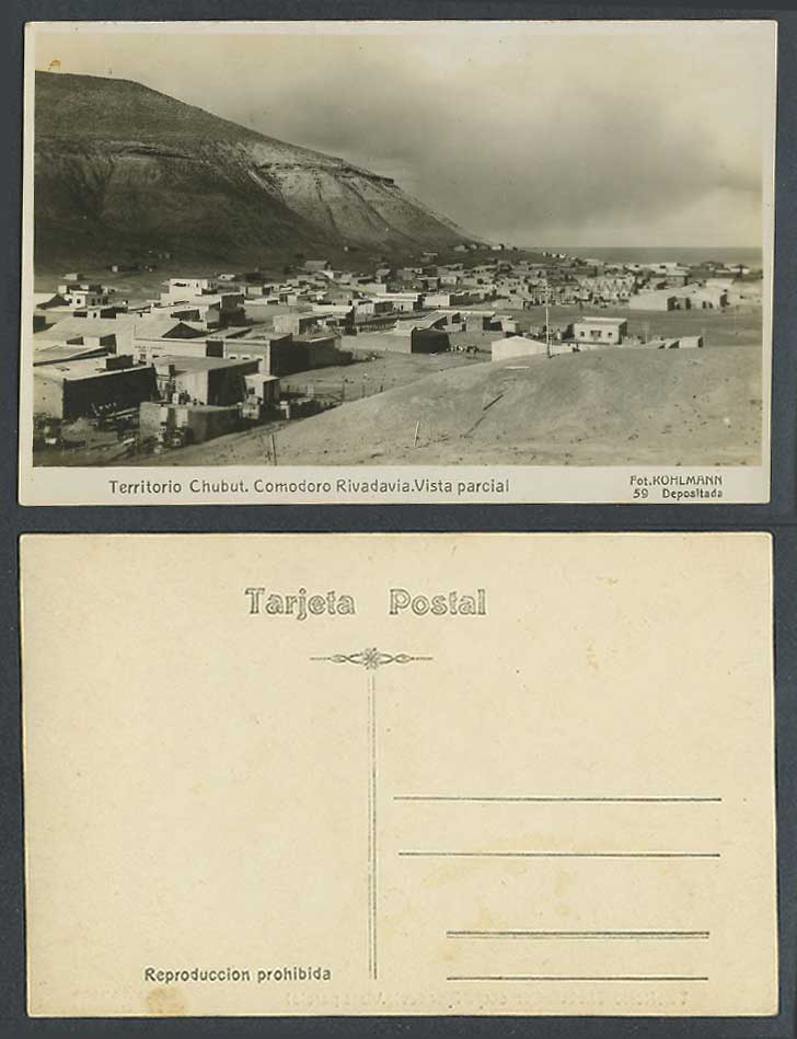 Argentina Old R Photo Postcard Territorio Chubut Comodoro Rivadavia Chenque Hill