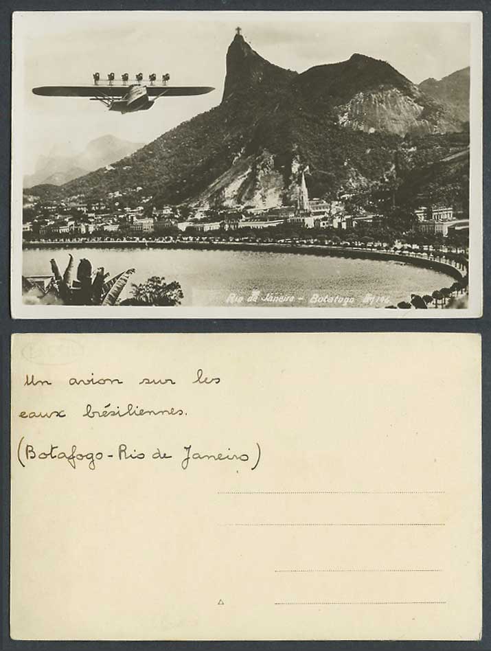 Brazil Old Real Photo Postcard Rio de Janeiro Botafogo a Plane Airplane Aircraft