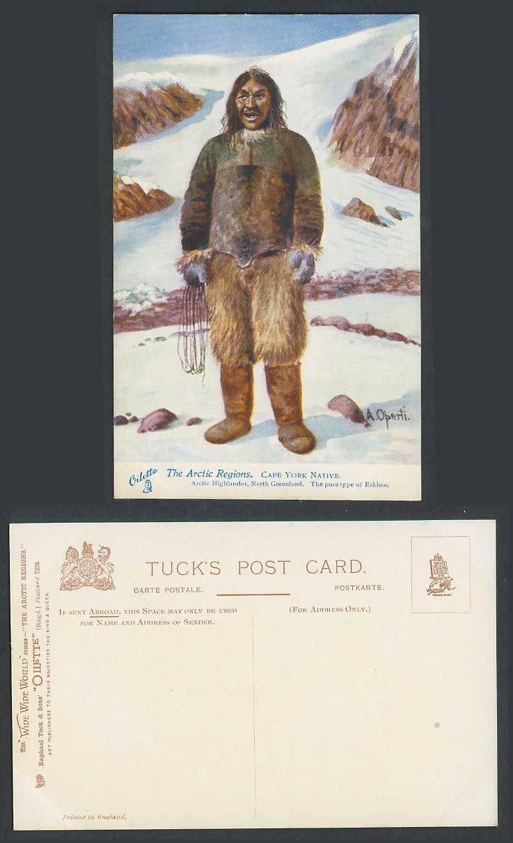 Arctic Regions Cape York Native North Greenland, Pure Eskimo Old Tuck's Postcard