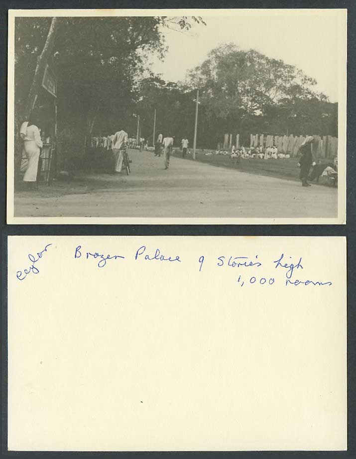 Ceylon Old R. Photo Card Brazen Palace Lohaprasadaya Anuradhapura Street Bicycle
