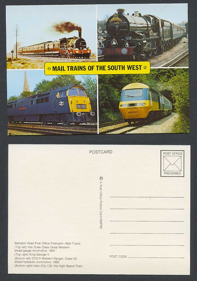 Mail Trains of South West Postcard Iron Duke Class Western Ranger Inter-City 125