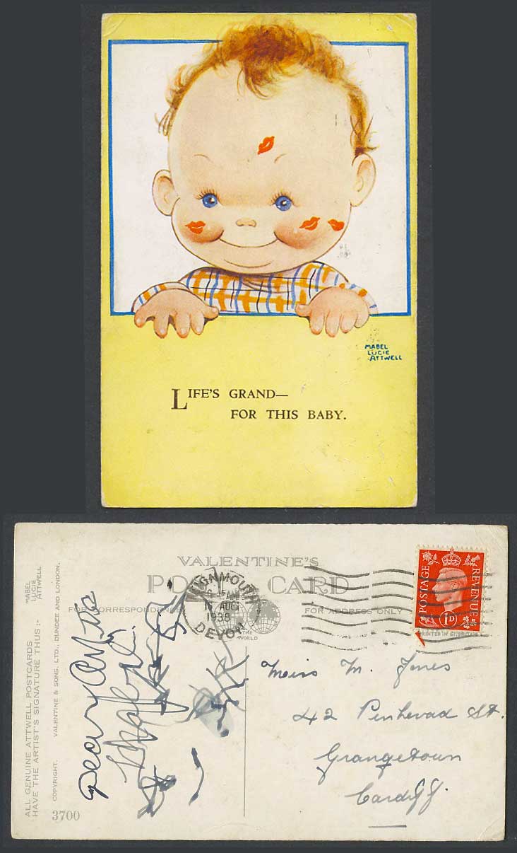 MABEL LUCIE ATTWELL 1938 Old Postcard Life's Grand - For This Baby Lipstick 3700