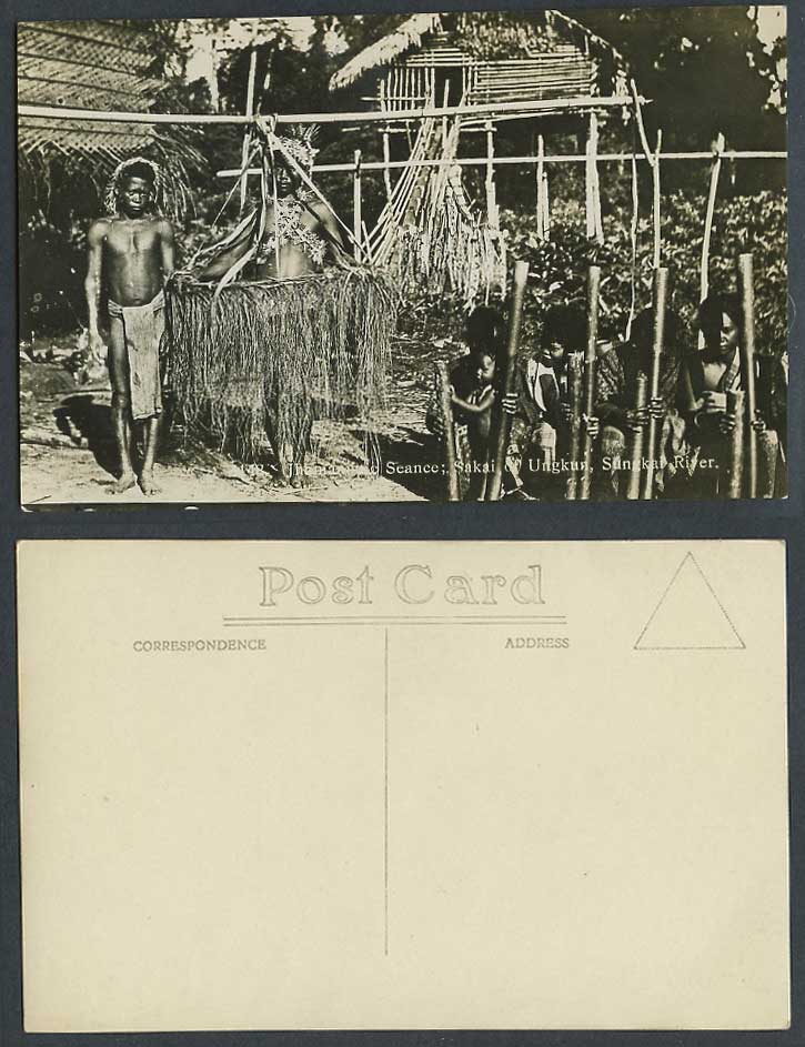 Perak Old Real Photo Postcard Sakai of Ungkun Sungkai River, House Hut on Stilts