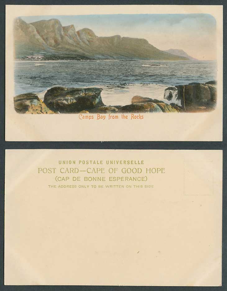 South Africa Old Hand Tinted UB Postcard Camp's Camps Bay from The Rocks, Coast