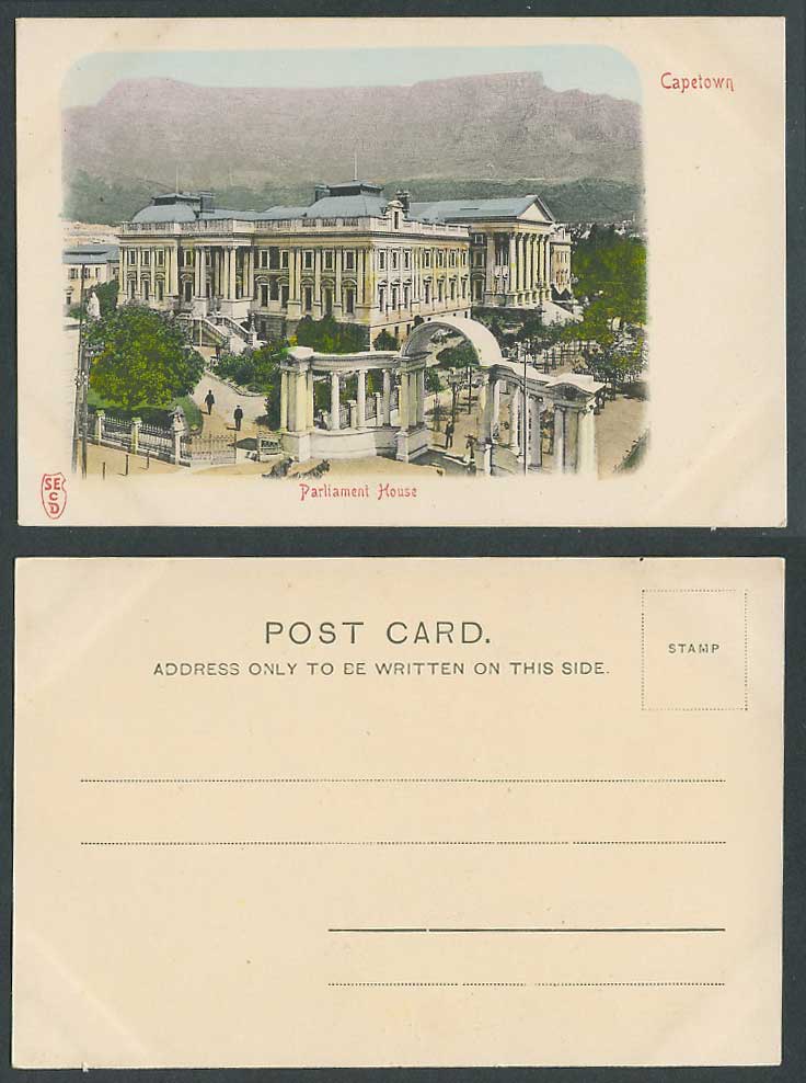 South Africa Old Postcard Parliament House Cape Town, Arched Gate Table Mountain