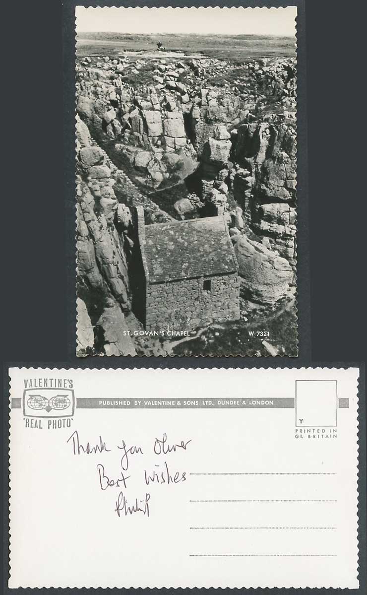 St. Govans Chapel Church Rocks Pembrokeshire Wales Old Real Photo Postcard W7321