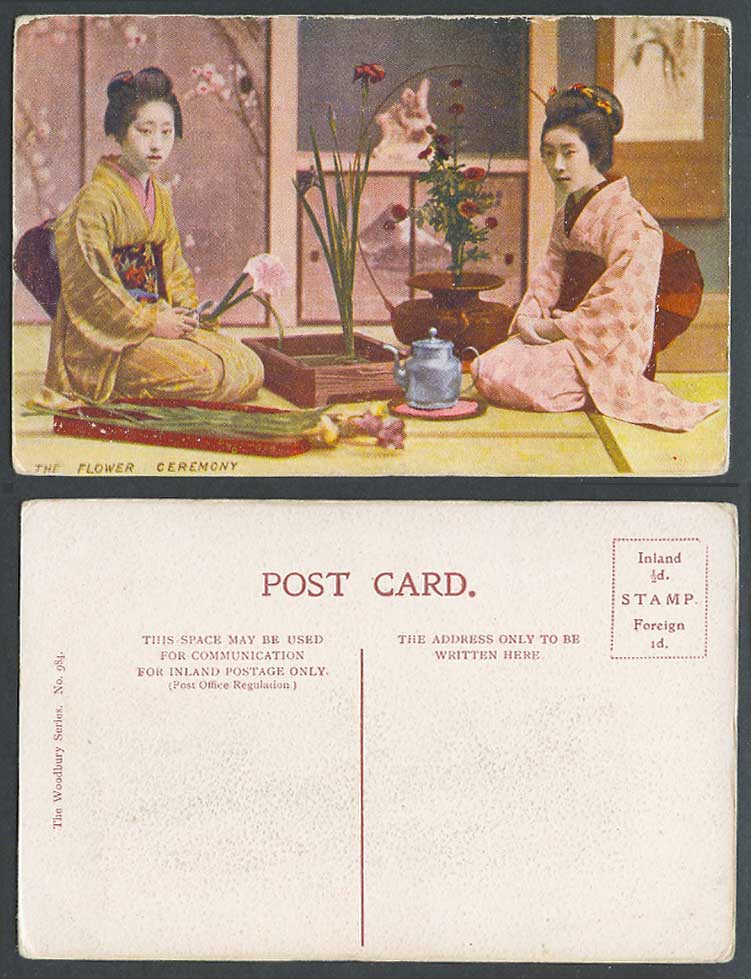 Japan Old Colour Postcard Flower Ceremony Geisha Girls Ladies Women Kado Ikebana