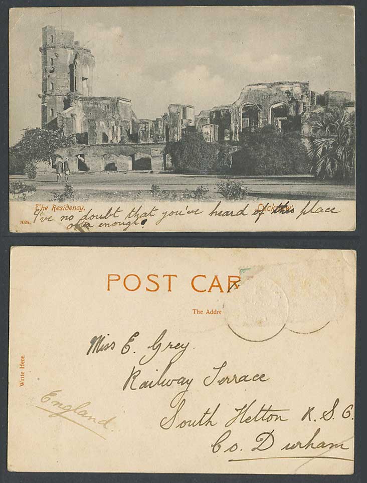 India Old Postcard The Presidency Lucknow Ruins 2 Native Men 7025 British Indian