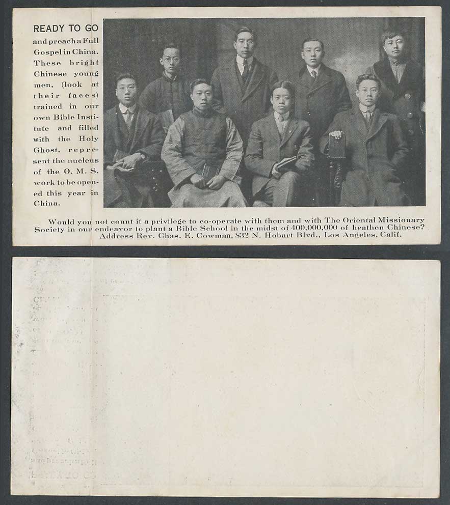 China Advertising Leaflet 1901 Chinese Oriental Missionary Society in China, Men