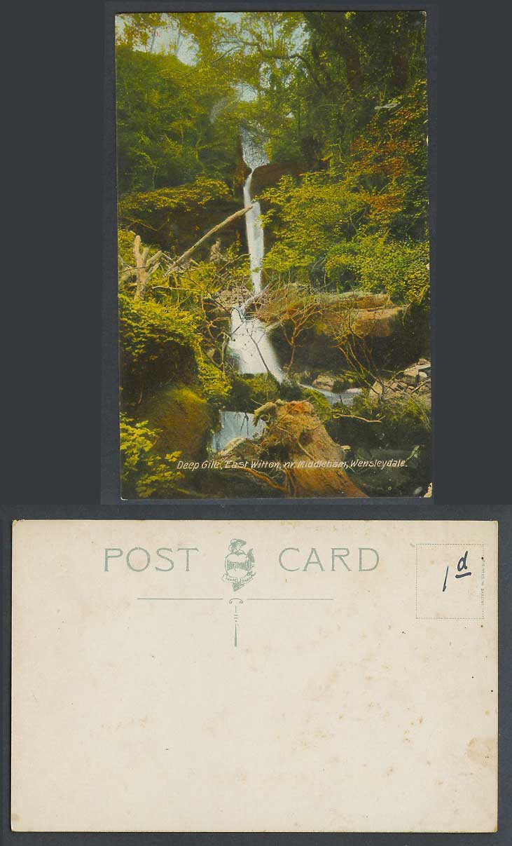 Wensleydale Deep Gile East Witton Middleham Waterfall Yorks. Old Colour Postcard