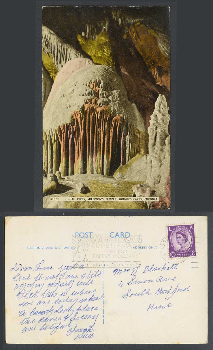 Somerset Old Colour Postcard Organ Pipes, Solomon's Temple Gough's Caves Cheddar
