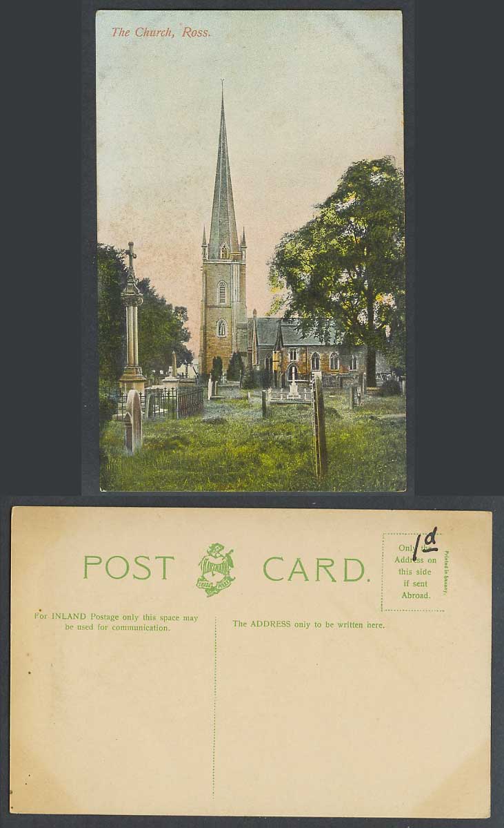 Ross-on-Wye, Ross St. Mary's Parish Church, Churchyard Graves Cross Old Postcard