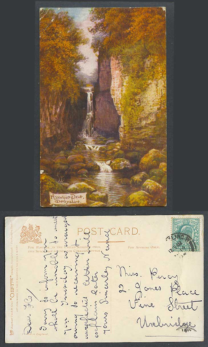 Ashwood Dale Derbyshire Jotter 1904 Old Tuck Oilett Postcard Waterfalls Cascades
