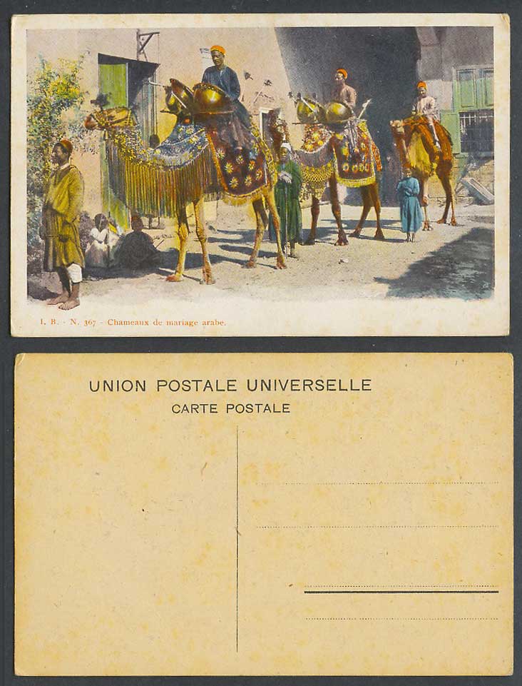 Egypt Old Postcard Arab Marriage Procession Camels Chameaux de Mariage Arabe 367