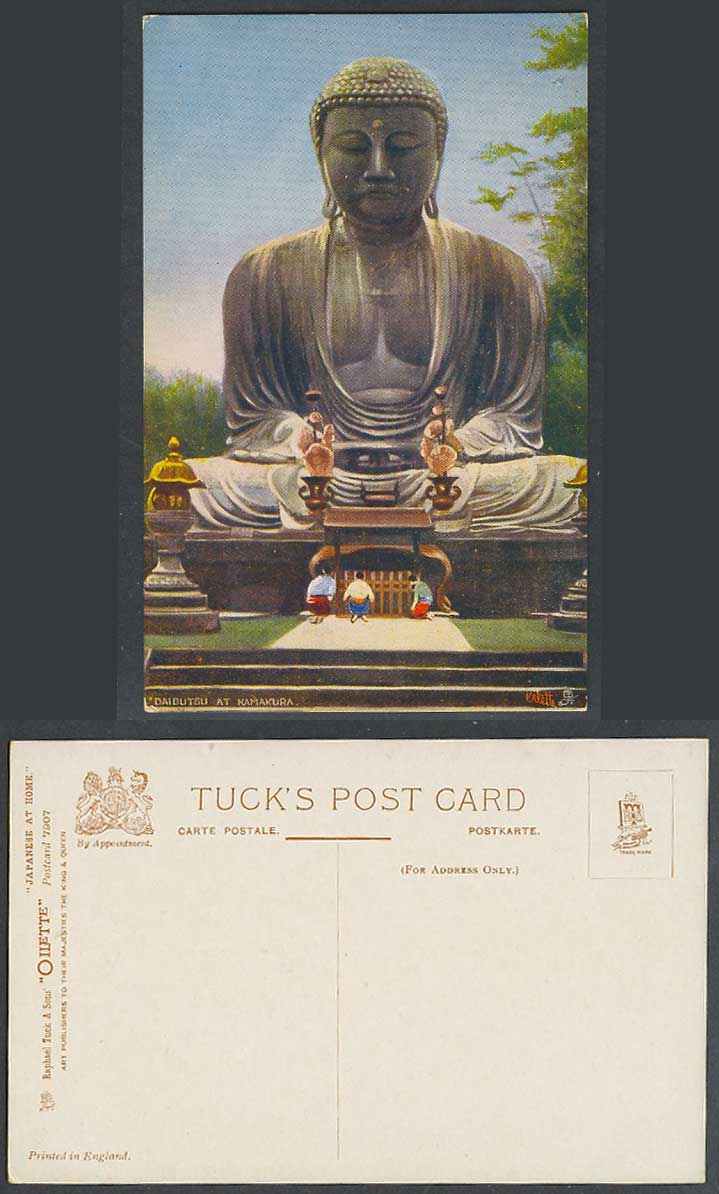 Japan Old Tuck's Oilette Postcard Daibutsu Buddha at Kamakura by Mortimer Menpes