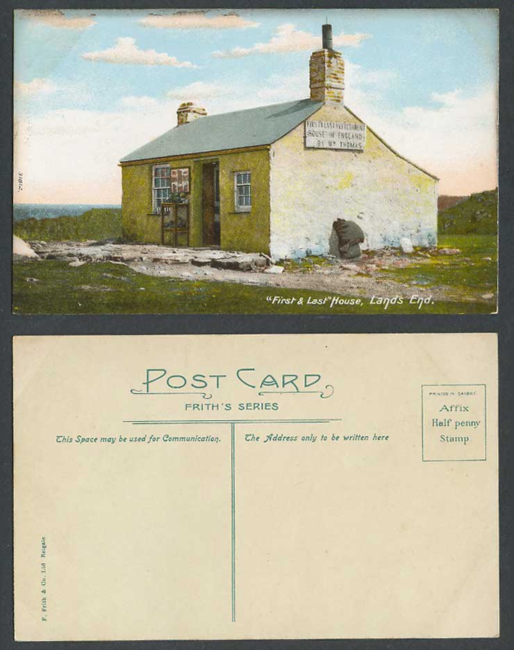 Lands End First & Last House in England by Wm Thomas Frith's Old Colour Postcard