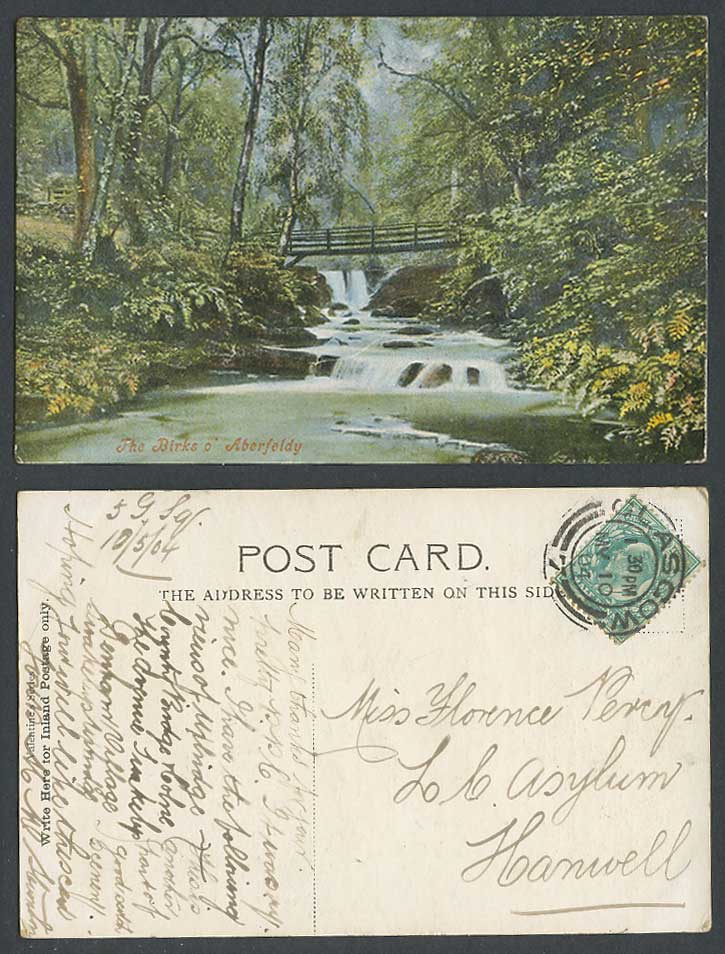 Aberfeldy The Birks o Bridge Waterfall River Perthshire 1904 Old Colour Postcard