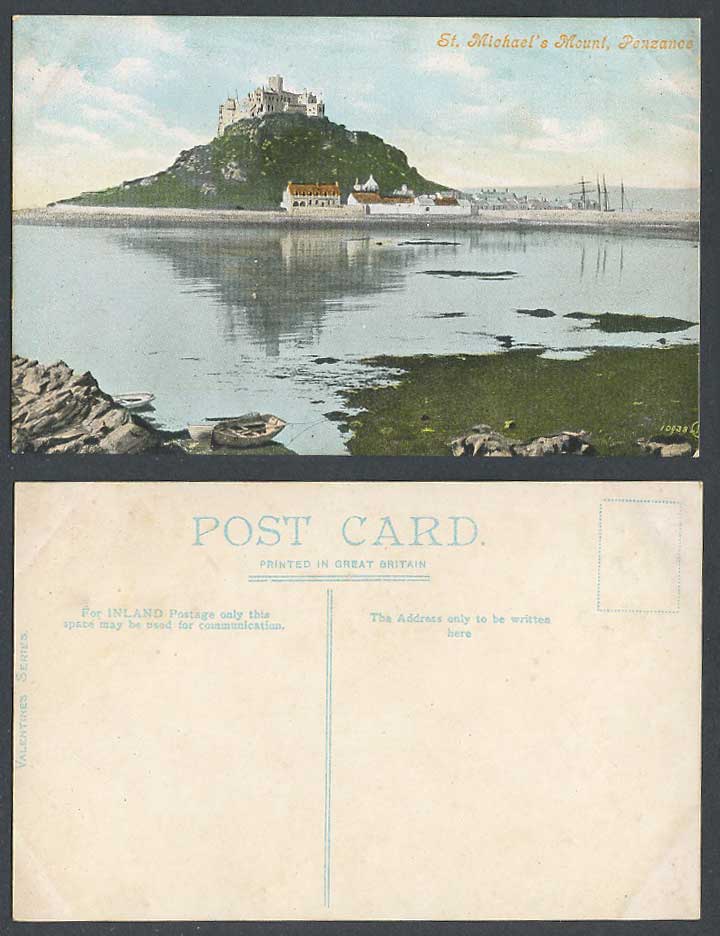 Penzance, St. Michael's Mount, Cornwall Panorama Old Colour Postcard Valentine's