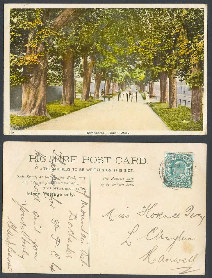 Dorchester, South Walk, Street Scene 1904 Old Colour Postcard Trees, Oxfordshire