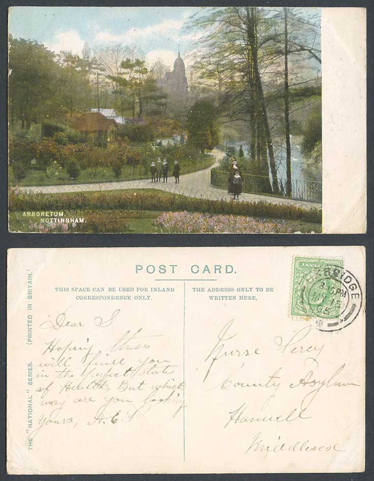 Nottingham, Arboretum 1905 Old Colour Postcard Lake Street Scene Nottinghamshire