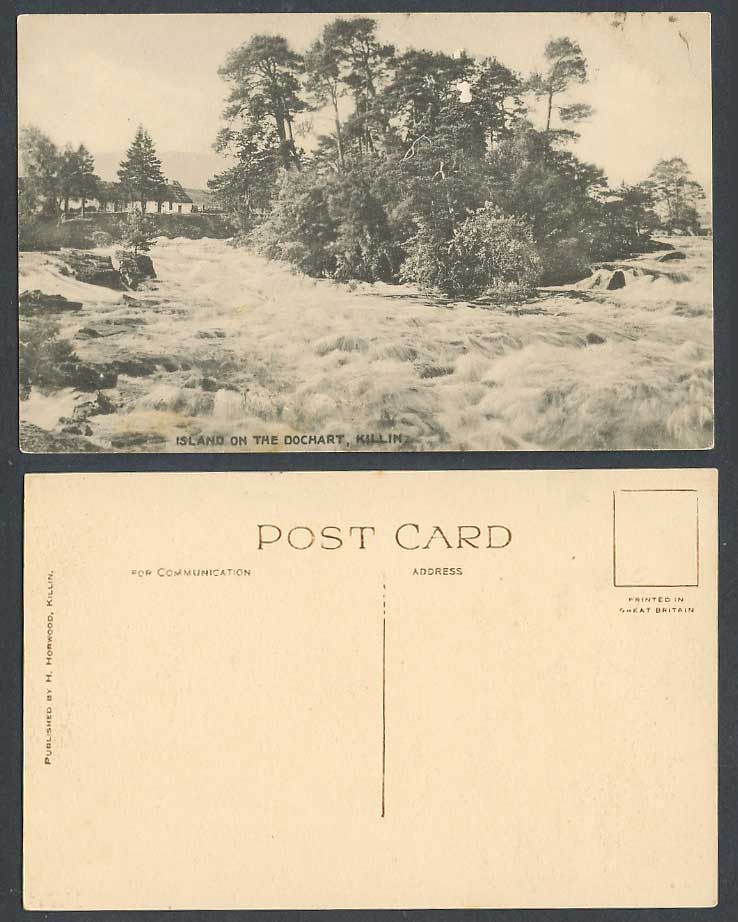 Island on The Dochart River, Falls Waterfalls, Stirling, Perthshire Old Postcard