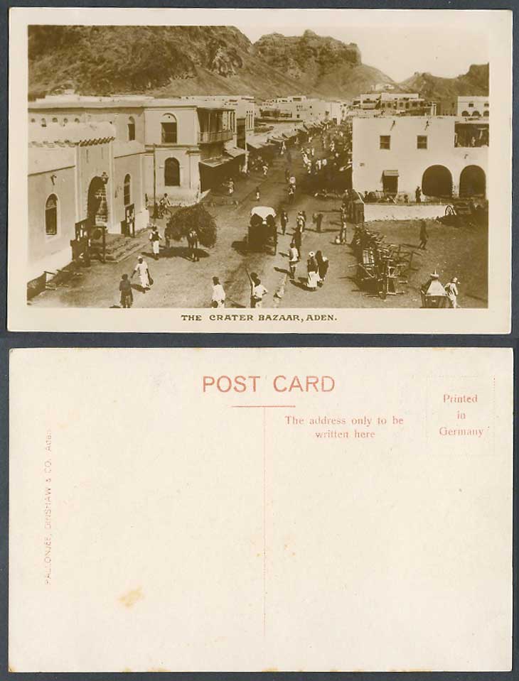 Aden, The Crater Bazaar Bazar Market Street Scene, Yemen Old Real Photo Postcard
