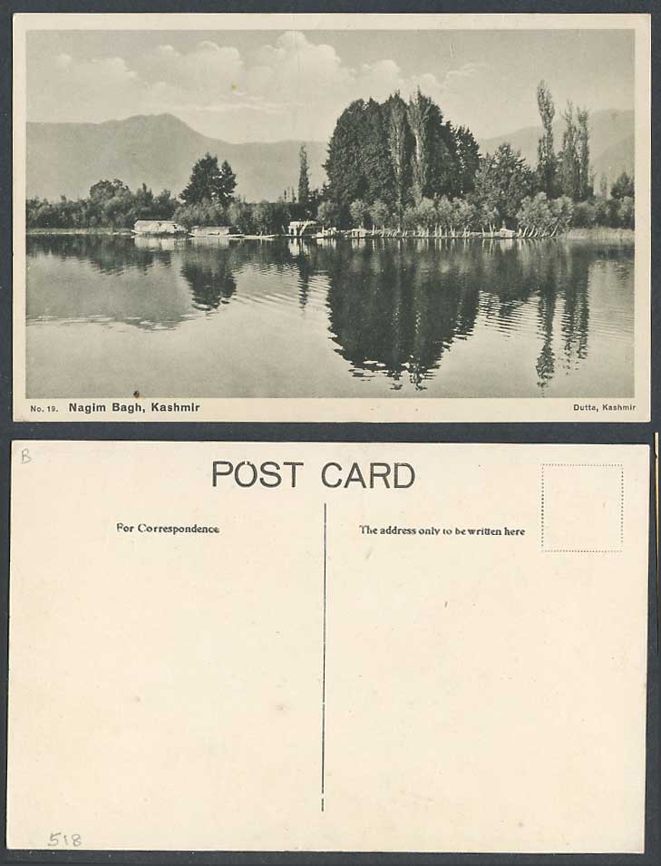 Pakistan British India Old Postcard Nagim Bagh, Kashmir, Panorama, Dutta Kashmir