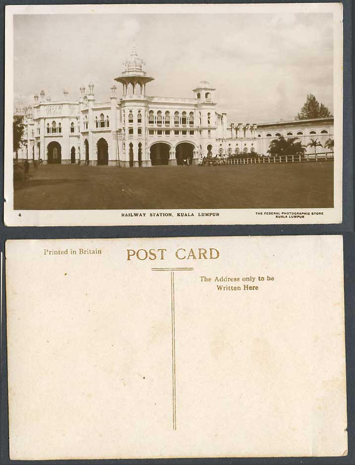 Kuala Lumpur, Railway Station Train Station Old Real Photo Postcard Malaya Malay