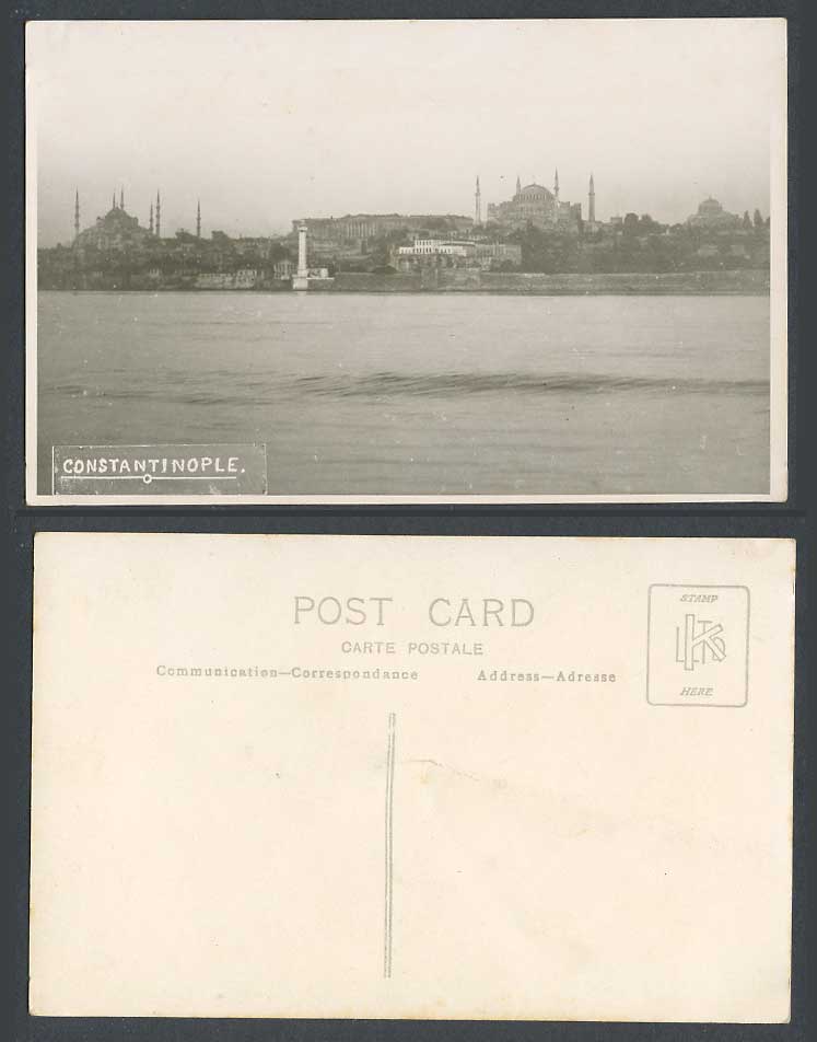 Turkey Old Real Photo Postcard Constantinople, Lighthouse Mosque Towers Panorama