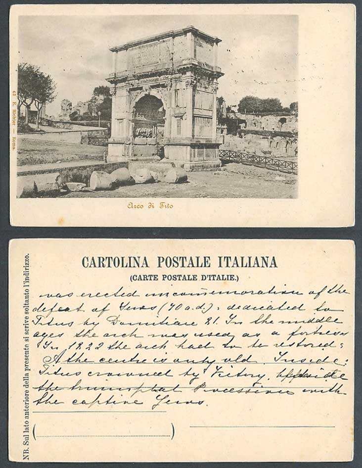 Italy Old UB Postcard Arco di Tito Arch of Titus Gate Roma Rom Rome E Richter 43