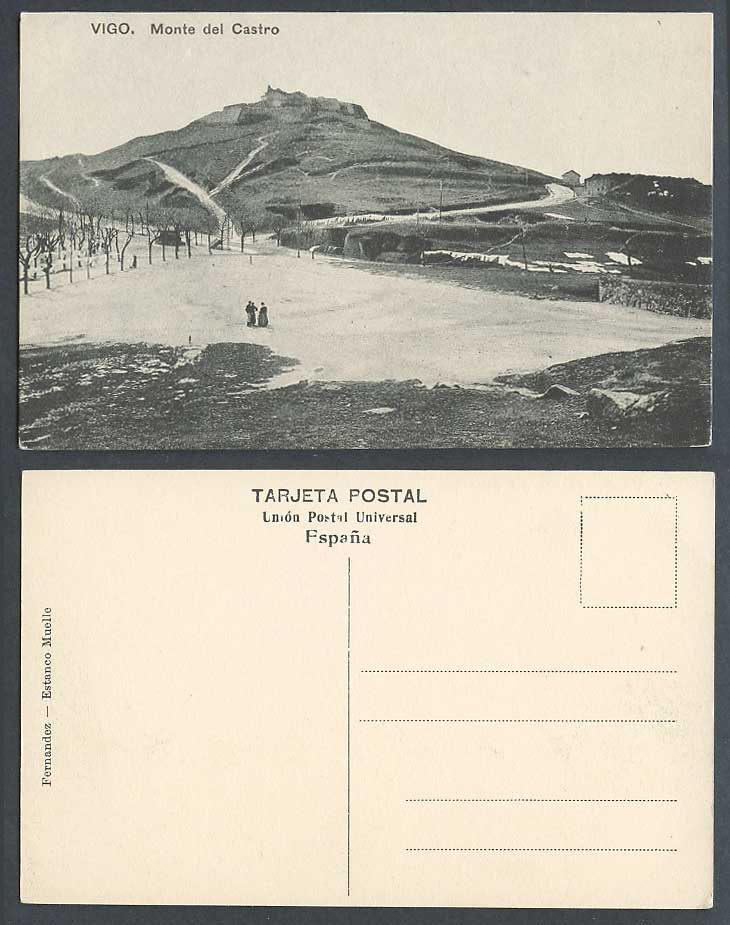 Spain VIGO Old Postcard Monte del Castro Hill Panorama, Fernandez Estanco Muelle