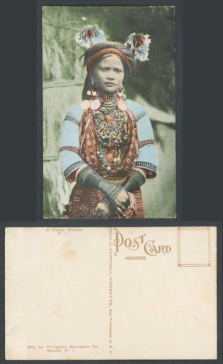 Philippines Old Postcard A Payoa Woman Native Lady Girl in Traditional Costumes