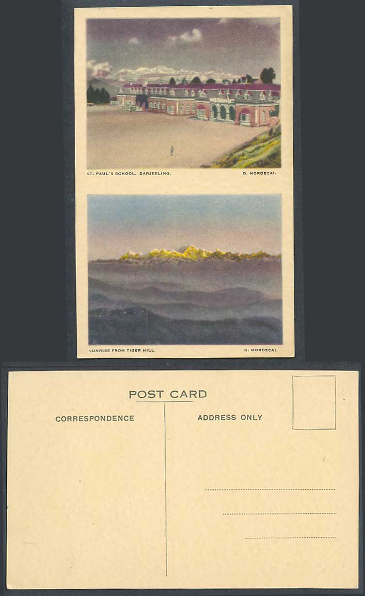India Old Postcard Darjeeling St. Paul's School Sunrise from Tiger Hill Mountain