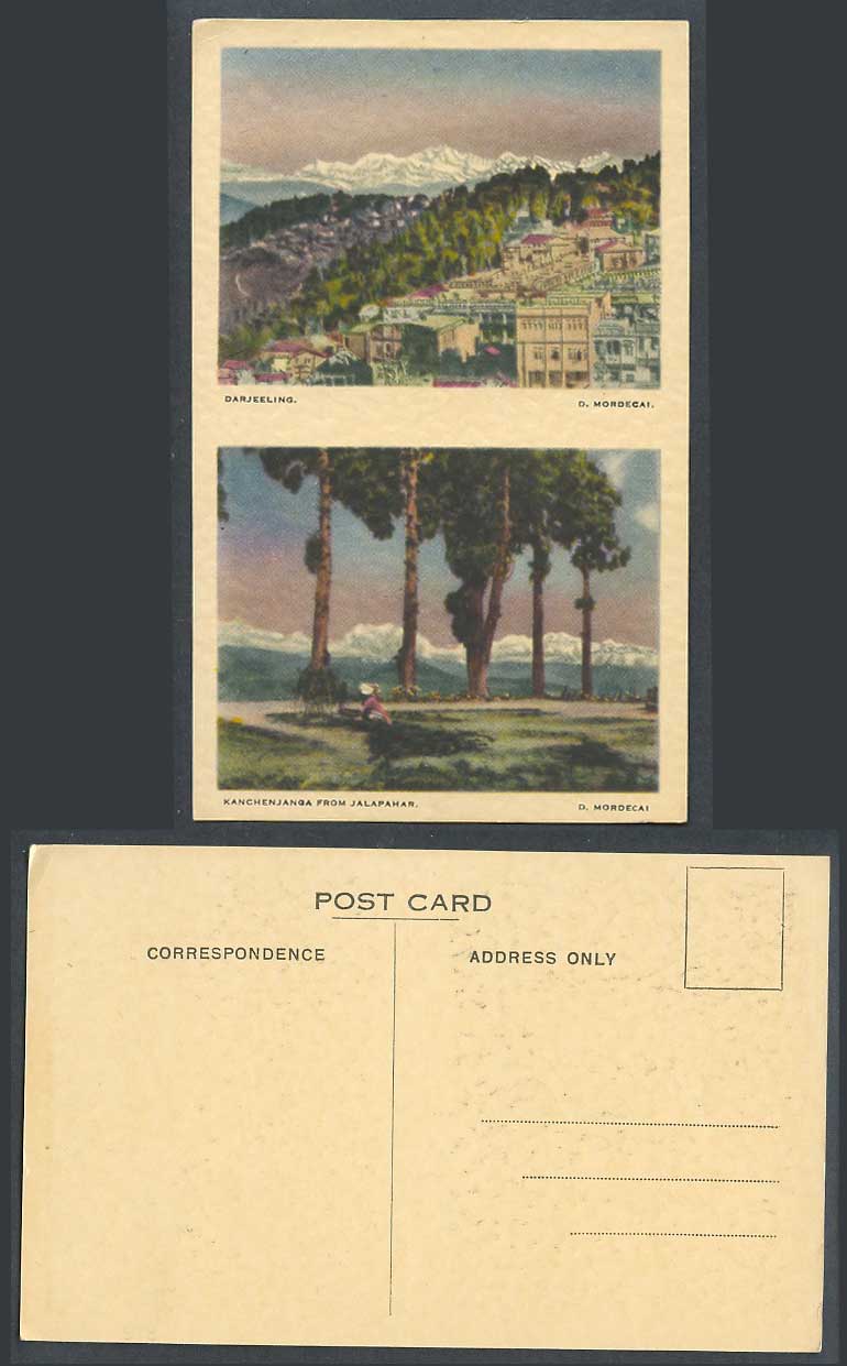 India Old Postcard Darjeeling, Kanchenjanga from Jalapahar, Panorama D. Mordecai
