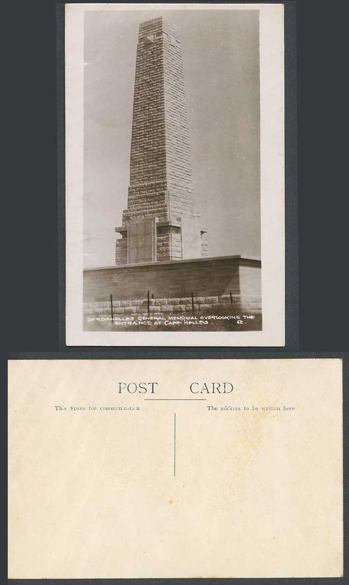 Turkey Old Real Photo Postcard Dardanelles General Memorial Cape Helles Entrance