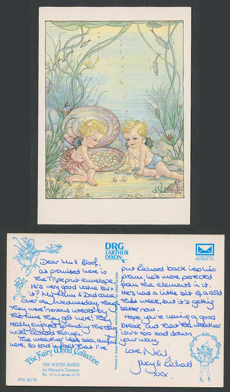 Marjorie Dawson The Water Babes Postcard Sea Fairy Fairies, Pearls, Fish, Shells