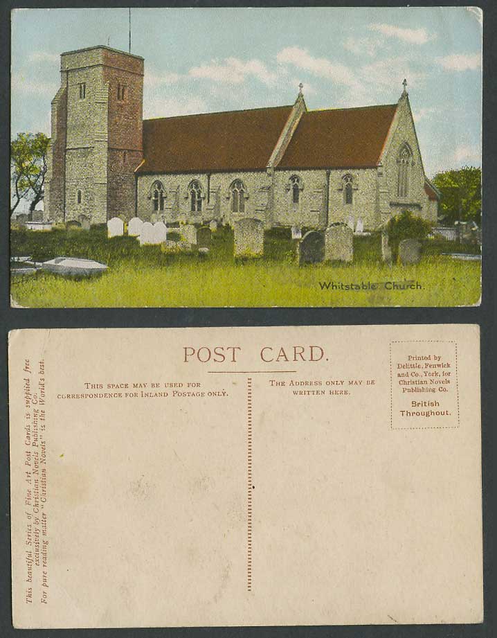 Whitstable Church Churchyard Kent Old Colour Postcard Tombstones Christian Novel