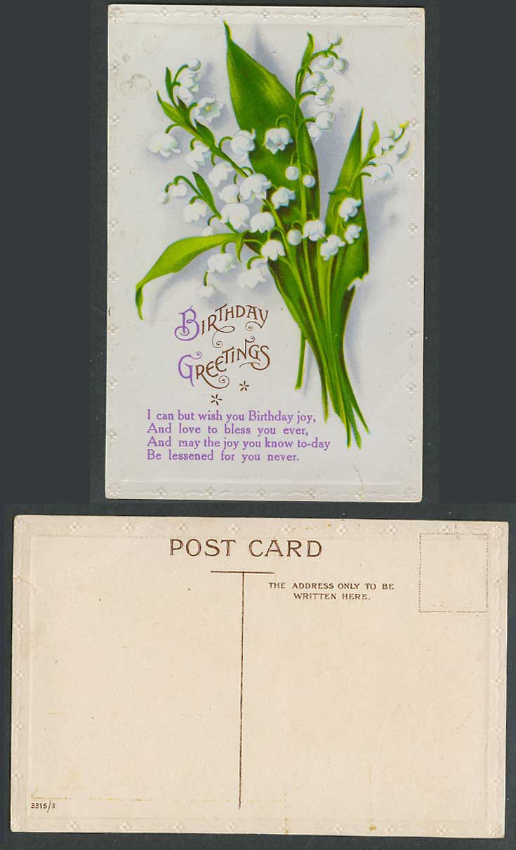 Birthday Greetings Flowers I Can but Wish You Joy Love to Bless You Old Postcard