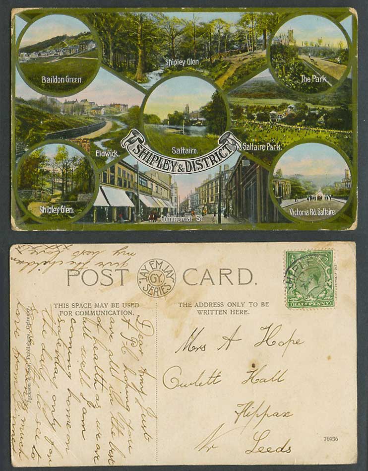 Shipley Glen, Baildon Green, Eldwick, Saltaire Park, Victoria Road Old Postcard