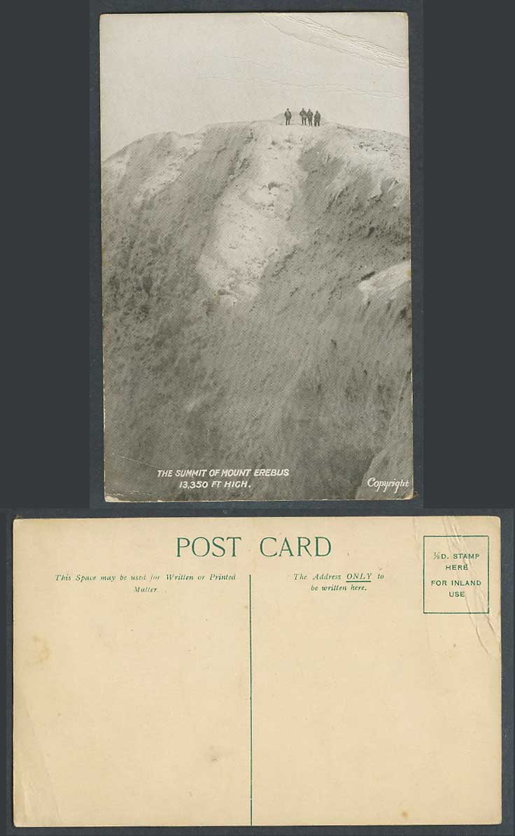 British Antarctic Expedition 1907-09 Old Postcard Summit of Mount Erebus 13350ft