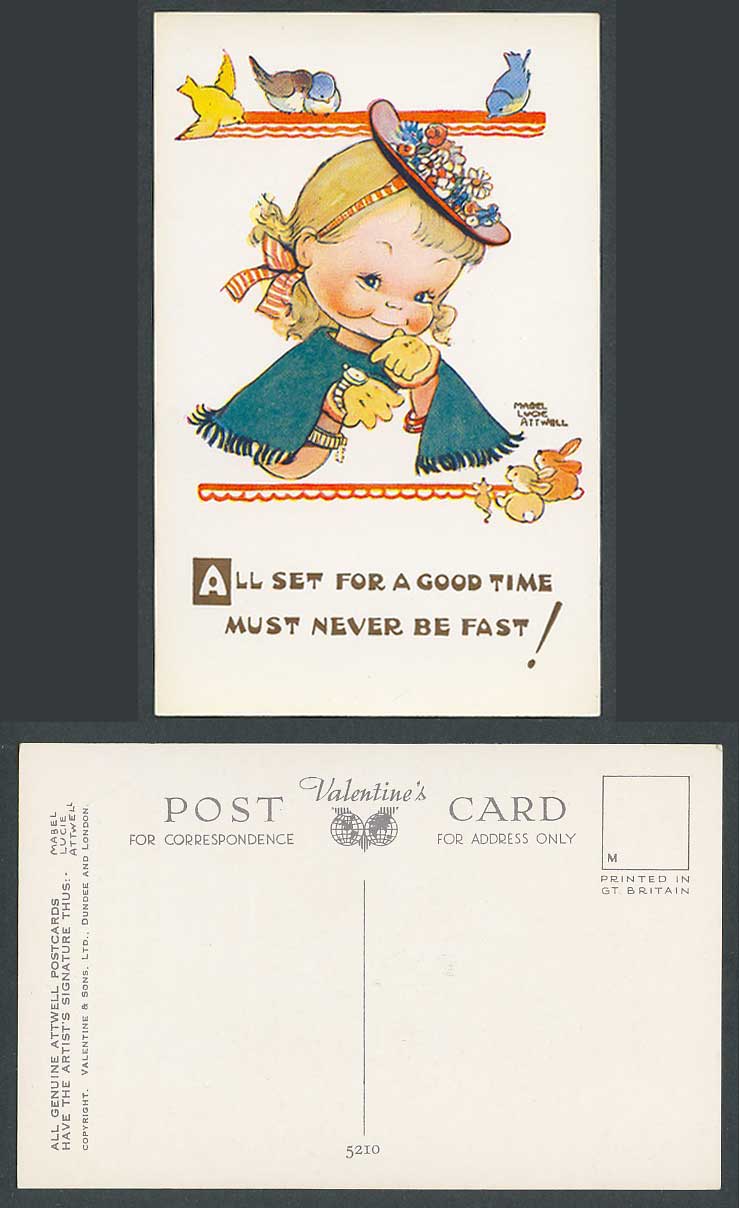 MABEL LUCIE ATTWELL Old Postcard All Set For a Good Time Must Never be Fast 5210