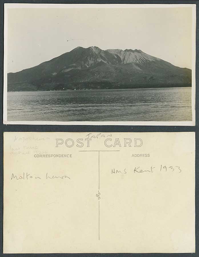Japan Kagoshima Last Time Active 1924, HMS Kent 1933 Old Real Photo Postcard 鹿兒島