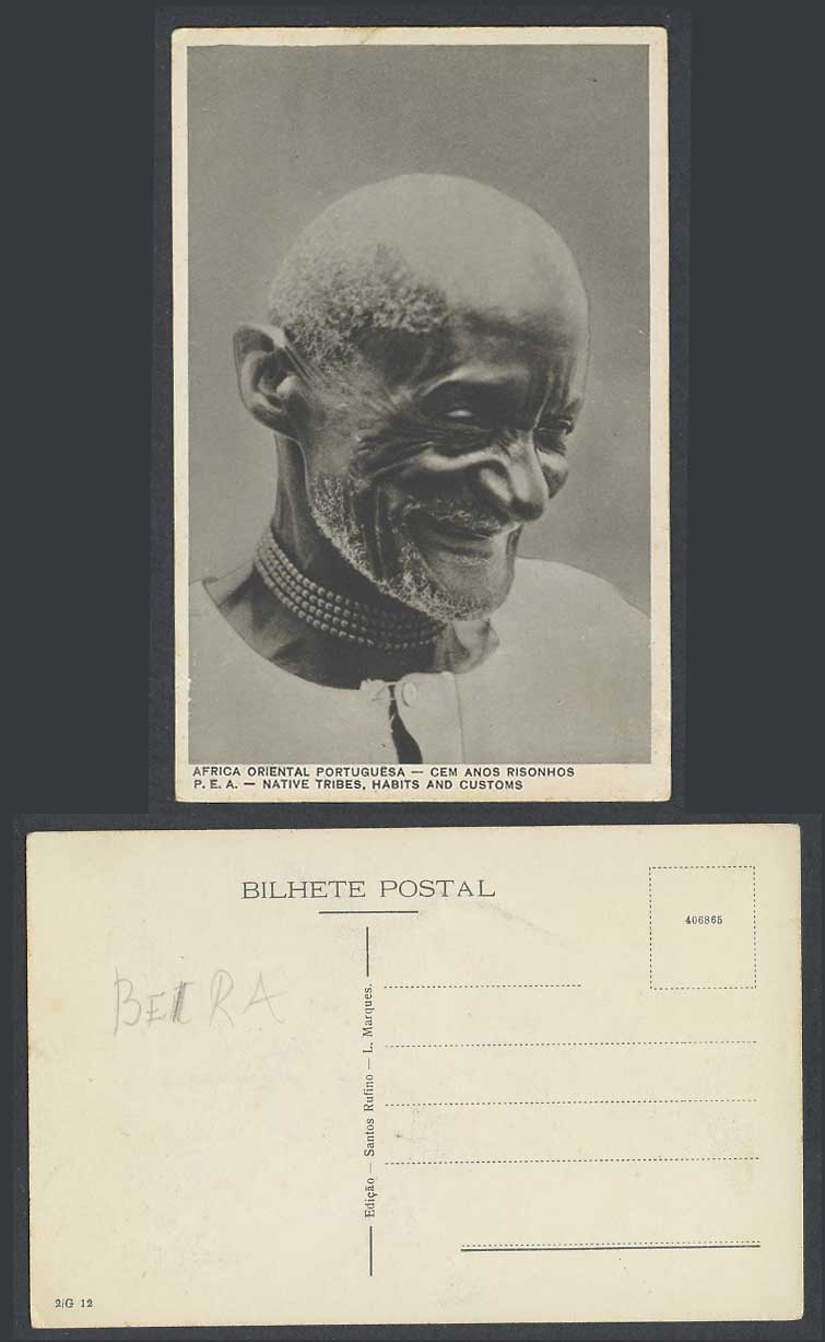 Portuguese East Africa Mozambique PEA Native Man 100 Laughing Years Old Postcard