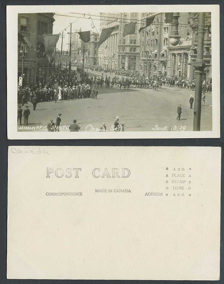 Canada Street, Winnipeg Riot General Strike June 10 1919 Old Real Photo Postcard